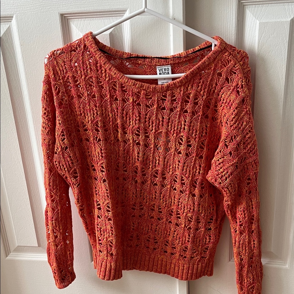 Vero Moda Orange Knit Cotton Sweater